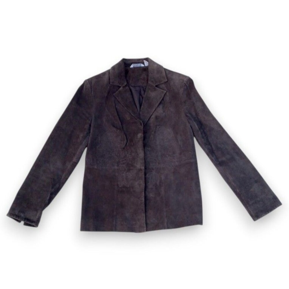 Madison Studio Suede Blazer Jacket-Size 6-Lined-Floral Embroidery-Split Cuffs